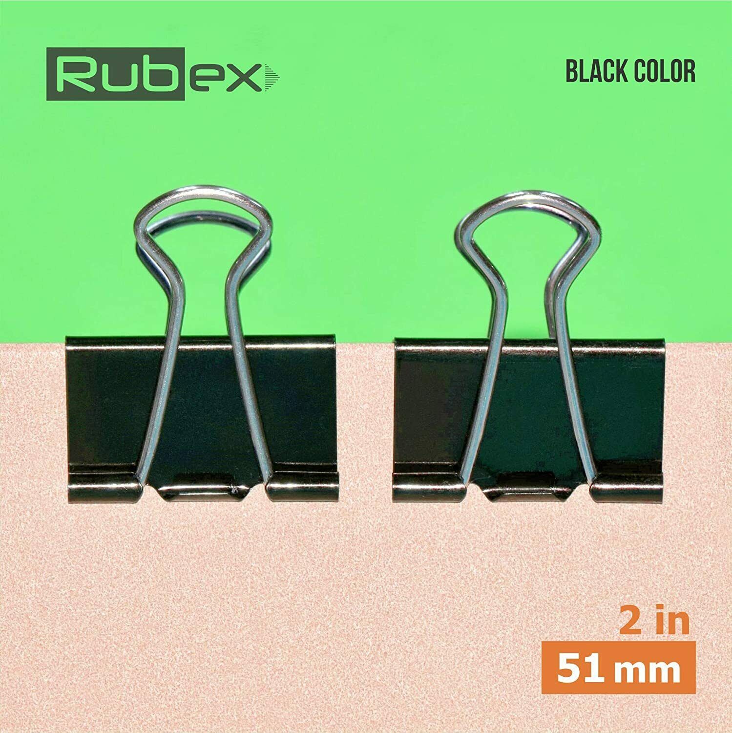 Rubex Binder Clips, Extra Large Binder Clips, Jumbo Binder Clips,2 Inch 36 Count