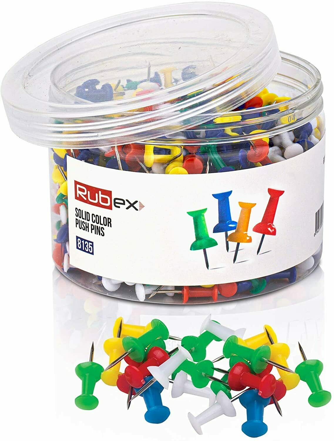 Rubex Push Pins Colorful Push Pins Assorted Multi Colored Plastic Head 600 Count