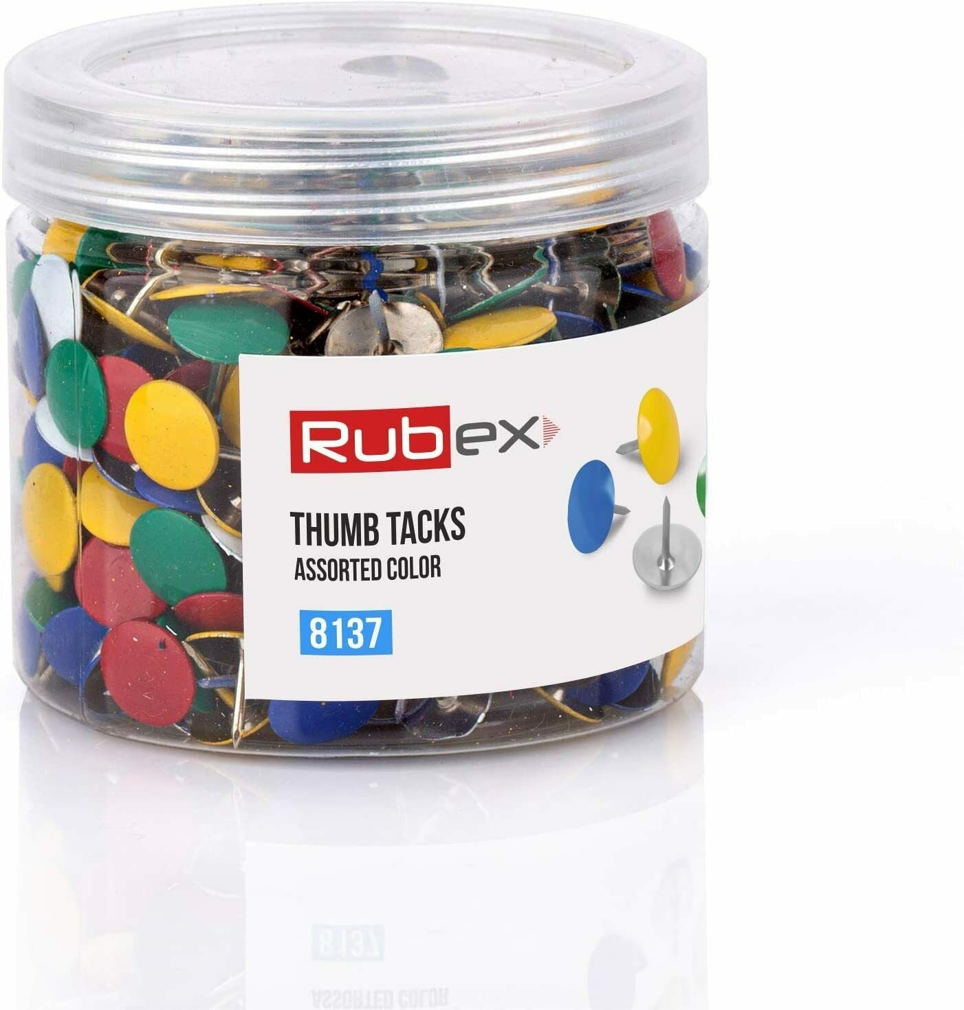 Rubex Push Pin Colorful Push Pins Assorted Plastic Head Standard Thumb Tacks 500