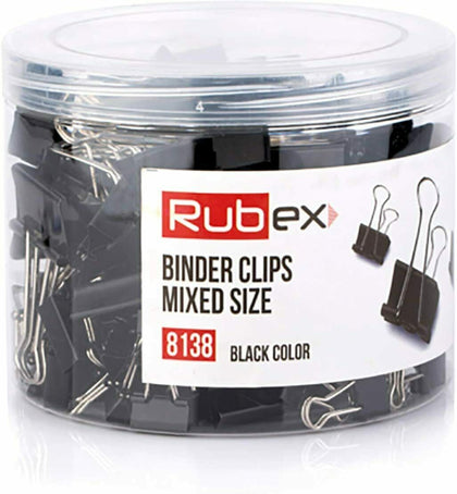 Rubex Binder Clips, Black Large Binder Clips, Jumbo Binder Clips Mixed Sized 120