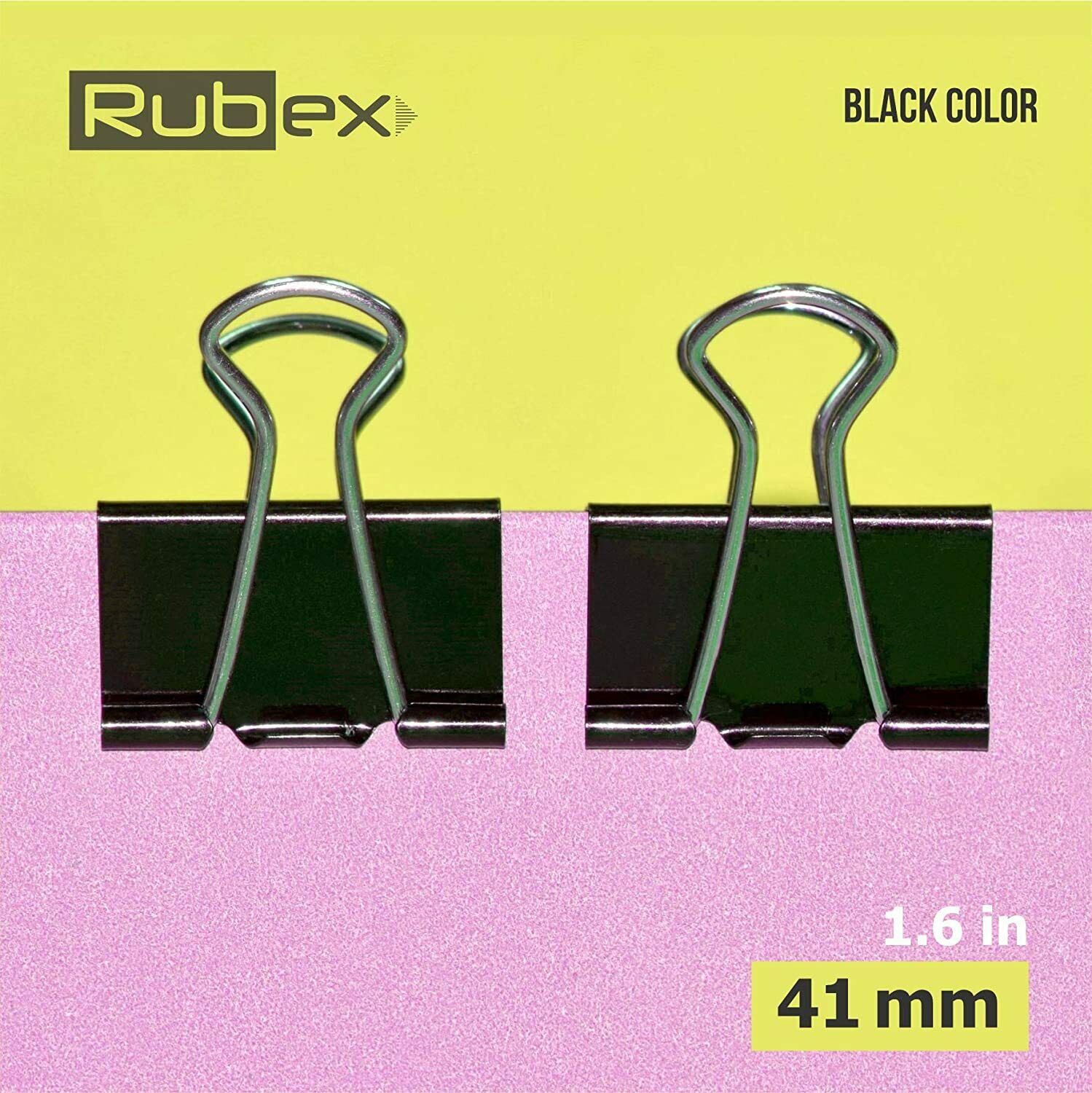 Rubex Binder Clips Black Large Binder Clips Jumbo Binder Clips 1.6 Inch 36 Count